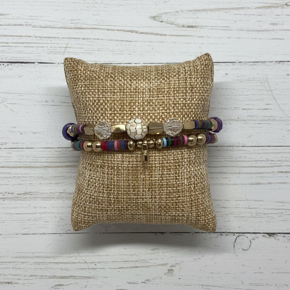Soccer Beaded Friendship Bracelet Unique Stretchy Sporty Bracelet Set
